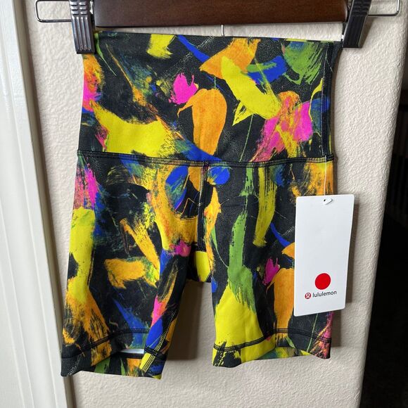 NWT Lululemon Wunder Train High Rise Short 6" Undertone Black Yellow Size 0 #404 - Picture 9 of 9